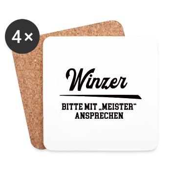 Winzer Meister Winzermeister Weinbau Weingut Wein - Untersetzer (4er-Set) - Weiß - Vorne