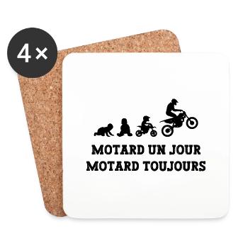 motard un jour motard toujours - Dessous de verre (lot de 4) - blanc - Devant