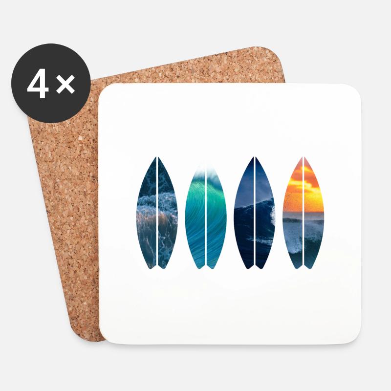 Surfer Geschenk Vintage - Untersetzer (4er-Set) - Weiß