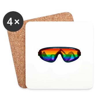 Gay Pride Parade LGBTQ+ Rainbow Flag Body Positive - Untersetzer (4er-Set) - Weiß - Vorne