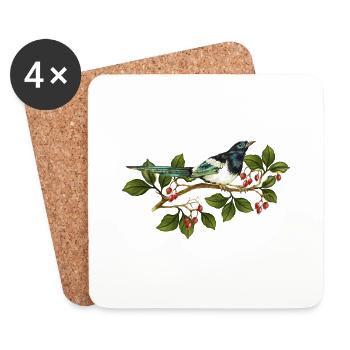 Bunter Vogel - Untersetzer (4er-Set) - Weiß - Vorne
