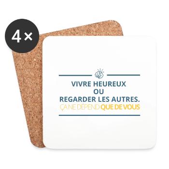 Living happily or watching others... - Coasters (set of 4) - white - Front