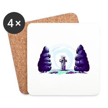 Croisement entre arbres - Dessous de verre (lot de 4) - blanc - Devant