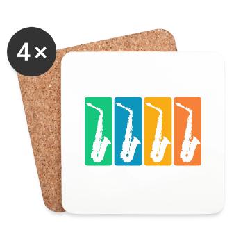 Collection of vintage saxophones - Coasters (set of 4) - white - Front