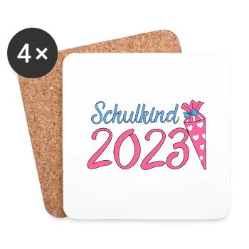 Schulkind 2023 - Untersetzer (4er-Set) - Weiß - Vorne