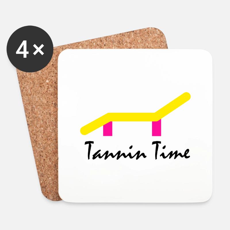 Tanning Time mit Sonnenliege schwarze Schrift - Untersetzer (4er-Set) - Weiß