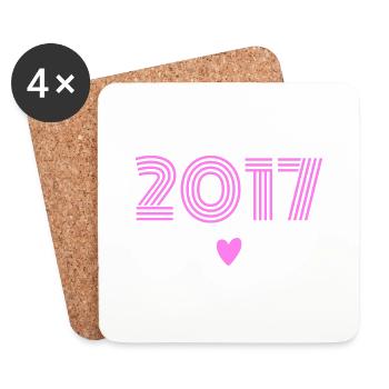 Née en 2017 fille - Dessous de verre (lot de 4) - blanc - Devant
