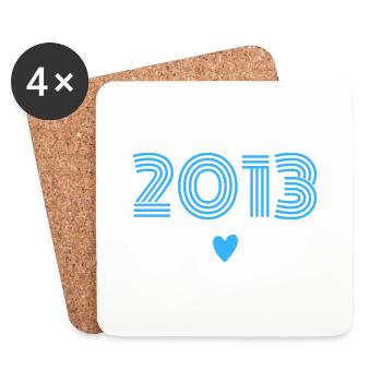 Né en 2013 garçon - Dessous de verre (lot de 4) - blanc - Devant