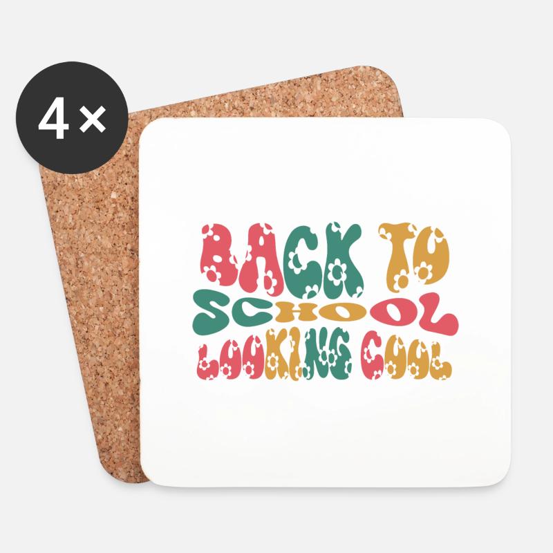 Back To School Looking Coo, Schulanfang Schulstart - Untersetzer (4er-Set) - Weiß
