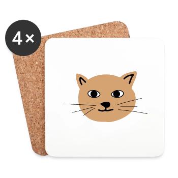 Visage de chat 1 - Dessous de verre (lot de 4) - blanc - Devant