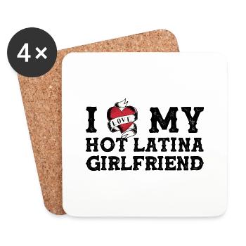 J’aime ma petite amie latine chaude - Je cœur mon - Dessous de verre (lot de 4) - blanc - Devant