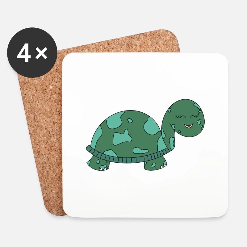 Schildkröte - Untersetzer (4er-Set) - Weiß