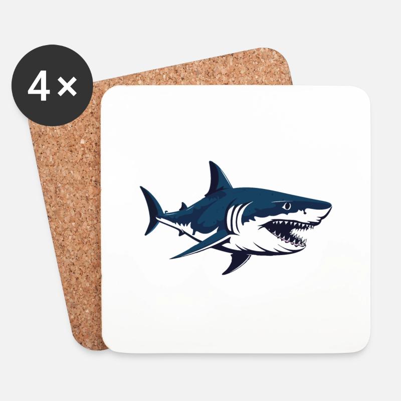 shark - Untersetzer (4er-Set) - Weiß