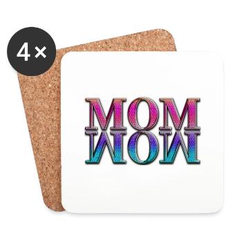 Maman Maman Wow Fête des mères Drôle Mignon Famille Mère - Dessous de verre (lot de 4) - blanc - Devant