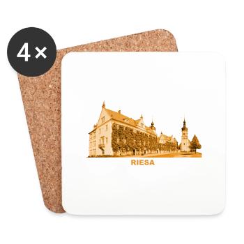 Riesa Rathaus Elbe Meißen Sachsen - Untersetzer (4er-Set) - Weiß - Vorne