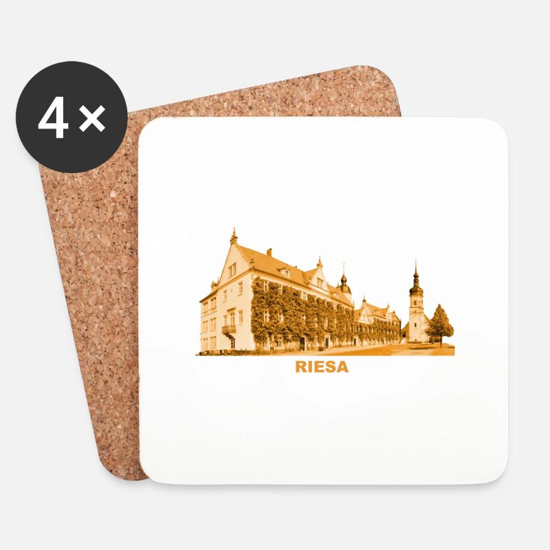 Riesa Rathaus Elbe Meißen Sachsen - Untersetzer (4er-Set) - Weiß