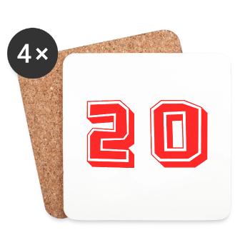 20. 20 ANS. 20e ANNIVERSAIRE. ANNIVERSAIRE 20 ANS. - Dessous de verre (lot de 4) - blanc - Devant
