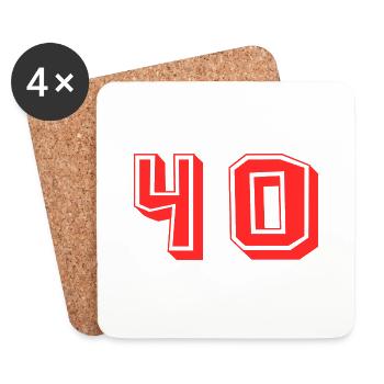 40. 40 ANS. 40e ANNIVERSAIRE. ANNIVERSAIRE 40 ANS. - Dessous de verre (lot de 4) - blanc - Devant