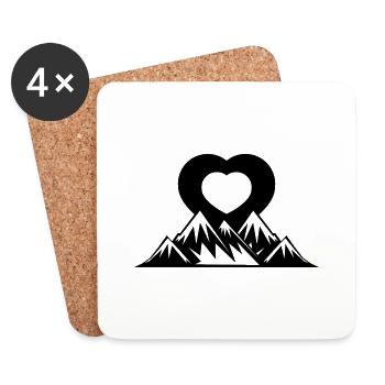 Coeur - Montagne - (9) - Dessous de verre (lot de 4) - blanc - Devant