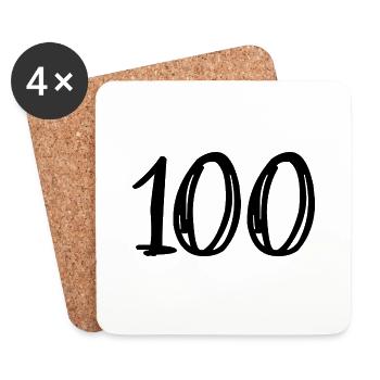 100. 100 ANS. 100e ANNIVERSAIRE. ANNIVERSAIRE 100 - Dessous de verre (lot de 4) - blanc - Devant