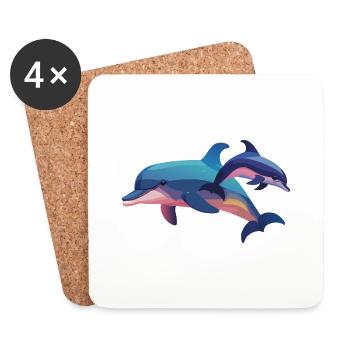 Two Dolphins, One Heart (Dreamy Animals) - Coasters (set of 4) - white - Front