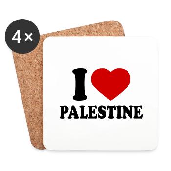 I love palestine - Dessous de verre (lot de 4) - blanc - Devant