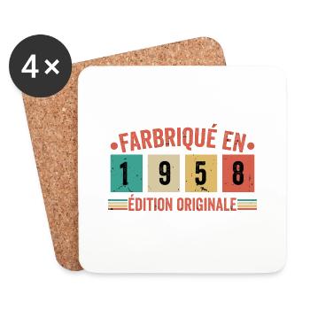 Fabriqué En 1958 édition Originale Cadeau d'annive - Dessous de verre (lot de 4) - blanc - Devant