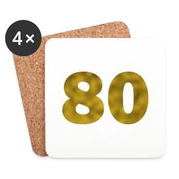 Anniversaire 80 ans - Dessous de verre (lot de 4) - blanc - Devant