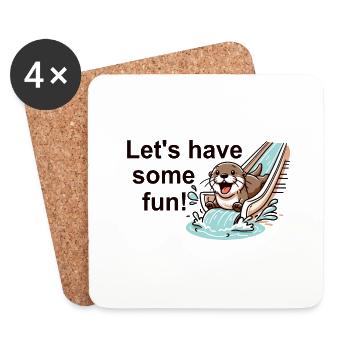 La loutre sur le toboggan - Dessous de verre (lot de 4) - blanc - Devant