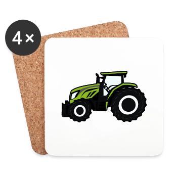 Tracteur vert - Dessous de verre (lot de 4) - blanc - Devant