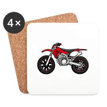 Moto Motocross Rouge - Dessous de verre (lot de 4) - blanc - Devant