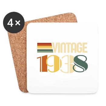 Jahrgang 1938 - 1938 Geburtstagsgeschenk - Untersetzer (4er-Set) - Weiß - Vorne