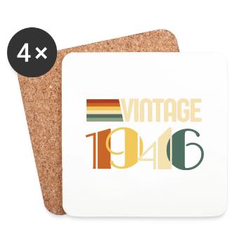Vintage 1946-cadeau anniversaire 1946 - Dessous de verre (lot de 4) - blanc - Devant