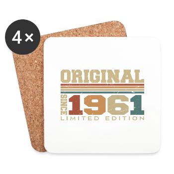Original 1961 Rétro Cadeau 63 e Anniversaire 1961 - Dessous de verre (lot de 4) - blanc - Devant