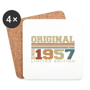 Original 1957 Rétro Cadeau 67 e Anniversaire 1957 - Dessous de verre (lot de 4) - blanc - Devant