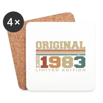 Original 1983 Rétro Cadeau 41e Anniversaire 1983 - Dessous de verre (lot de 4) - blanc - Devant