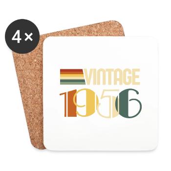Jahrgang 1956 - 1956 Jubiläumsgeschenk - Untersetzer (4er-Set) - Weiß - Vorne