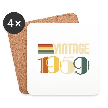 Vintage 1959 - 1959 Anniversary Gift - Coasters (set of 4) - white - Front