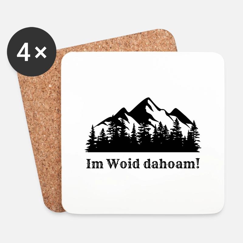 Im Woid dahoam! Bayerisch - Untersetzer (4er-Set) - Weiß