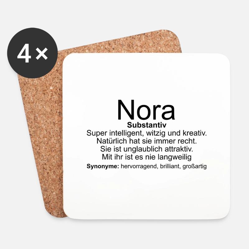 Name Definition Nora - Untersetzer (4er-Set) - Weiß