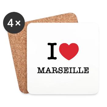 J’aime Marseille | Marseille | I Heart Marseille - Dessous de verre (lot de 4) - blanc - Devant