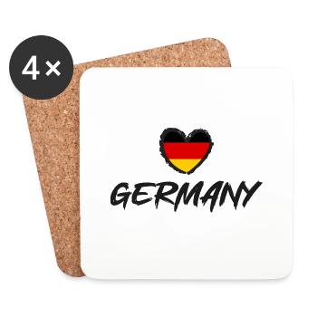 I Love Germany Deutschlandflagge Herz - Untersetzer (4er-Set) - Weiß - Vorne