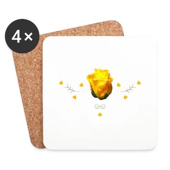 Rose Jaune Rose - Dessous de verre (lot de 4) - blanc - Devant