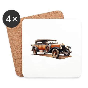 De nombreuses voitures classiques ont des décennies - Dessous de verre (lot de 4) - blanc - Devant
