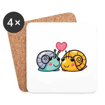 Snail Couple Love Couple In Love - Coasters (set of 4) - white - Front