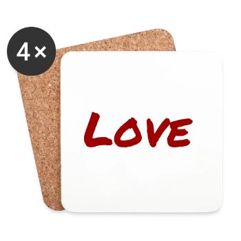 Donne-moi de l’amour, pas de l’argent - Dessous de verre (lot de 4) - blanc - Devant