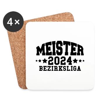 Meister 2024 Bezirksliga Aufstieg Fußball - Untersetzer (4er-Set) - Weiß - Vorne