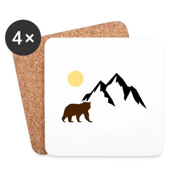 Mountain Bear - Coasters (set of 4) - white - Front