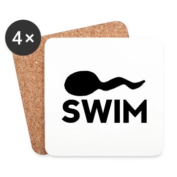 Natation - Été - Nageurs - Dessous de verre (lot de 4) - blanc - Devant