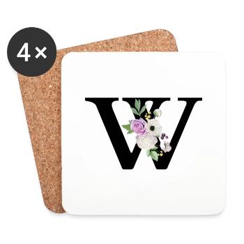 Lila floraler Buchstabe w - Untersetzer (4er-Set) - Weiß - Vorne